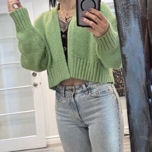 Zara Cardigan Knit Wool Apple Green